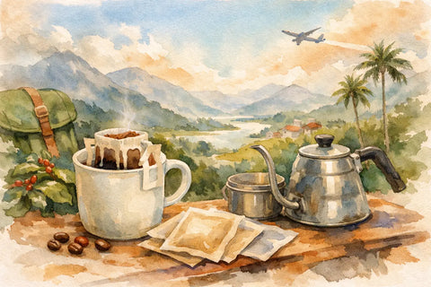 Drip bags de café colombiano para viajar bien